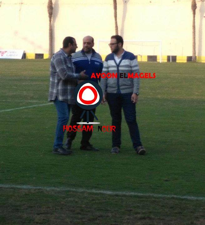 بالصور: الشامى والشافعى وفاروق يدعمان البلدية قبل مباراة الحمام.