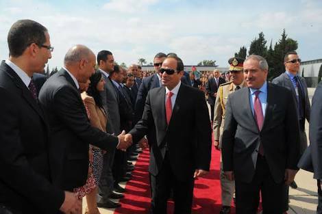 عودة السيسي الى القاهرة من مؤتمر القمة العربية بالاردن .