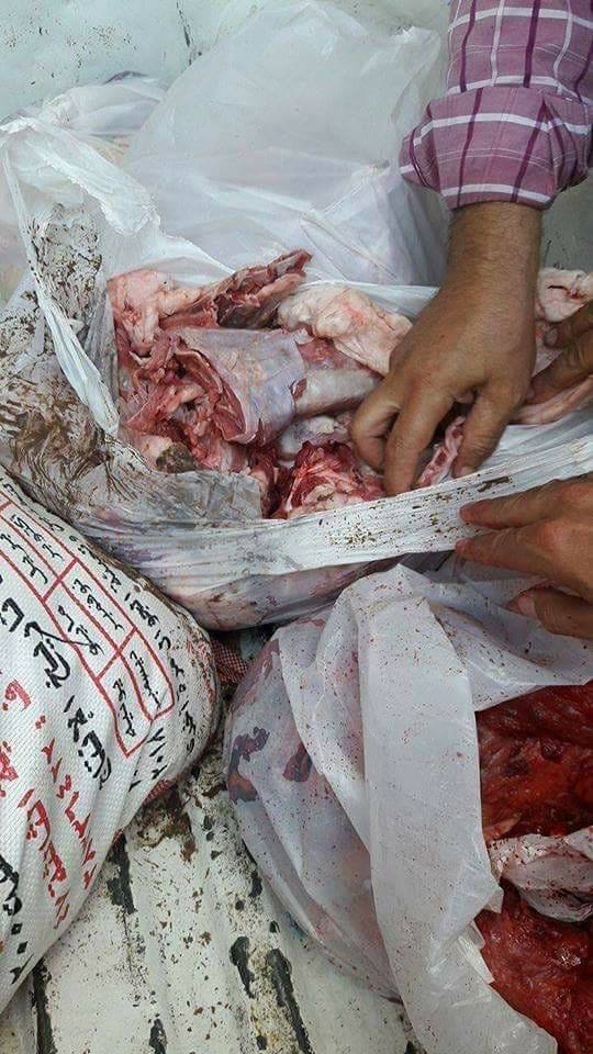 ضبط لحوم ودواجن فاسدة في حملة مكبرة مشتركة علي محال الجزارة بالبازار والعرب