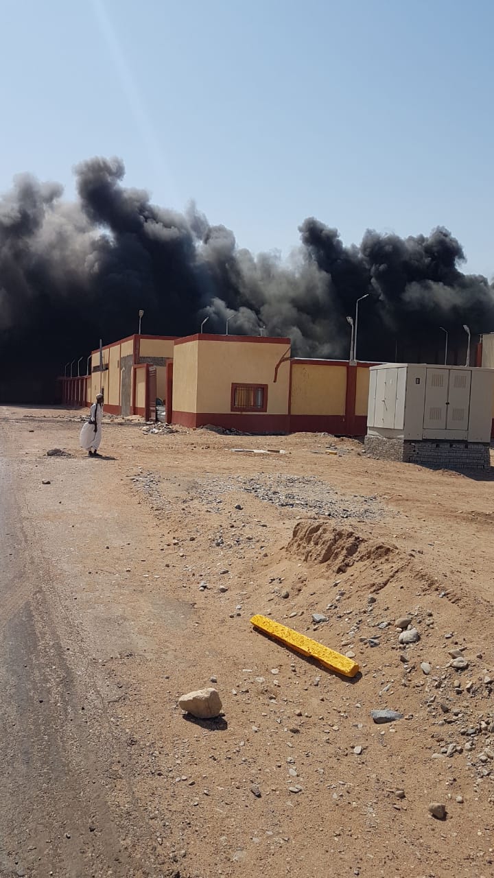 شب حريق ضخم، ظهر اليوم السبت، بالمجزر الآلى الجديد بمدينة الشلاتين..