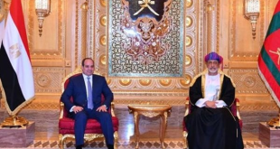 الرئيس السيسي يبعث برقية تعزية لسلطان عمان في وفاة والدة حرمه