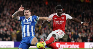 آرسنال يحافظ على صدارته بفوز ثمين على برايتون بهدفين مقابل هدف