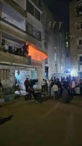 أصابات بالغة أثر حريق بشقة سكنية بمدينة الصباح في محافظة السويس